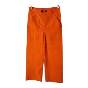 Maeve Cropped Wide-Leg Pants Womens Size 0 Bright Orange RN66170 Msrp $118 New